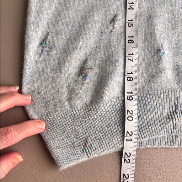 Brodie 100 % cashmere lightning Bolt iridescent jumper sweater Sz S celestial - Picture 8 of 10